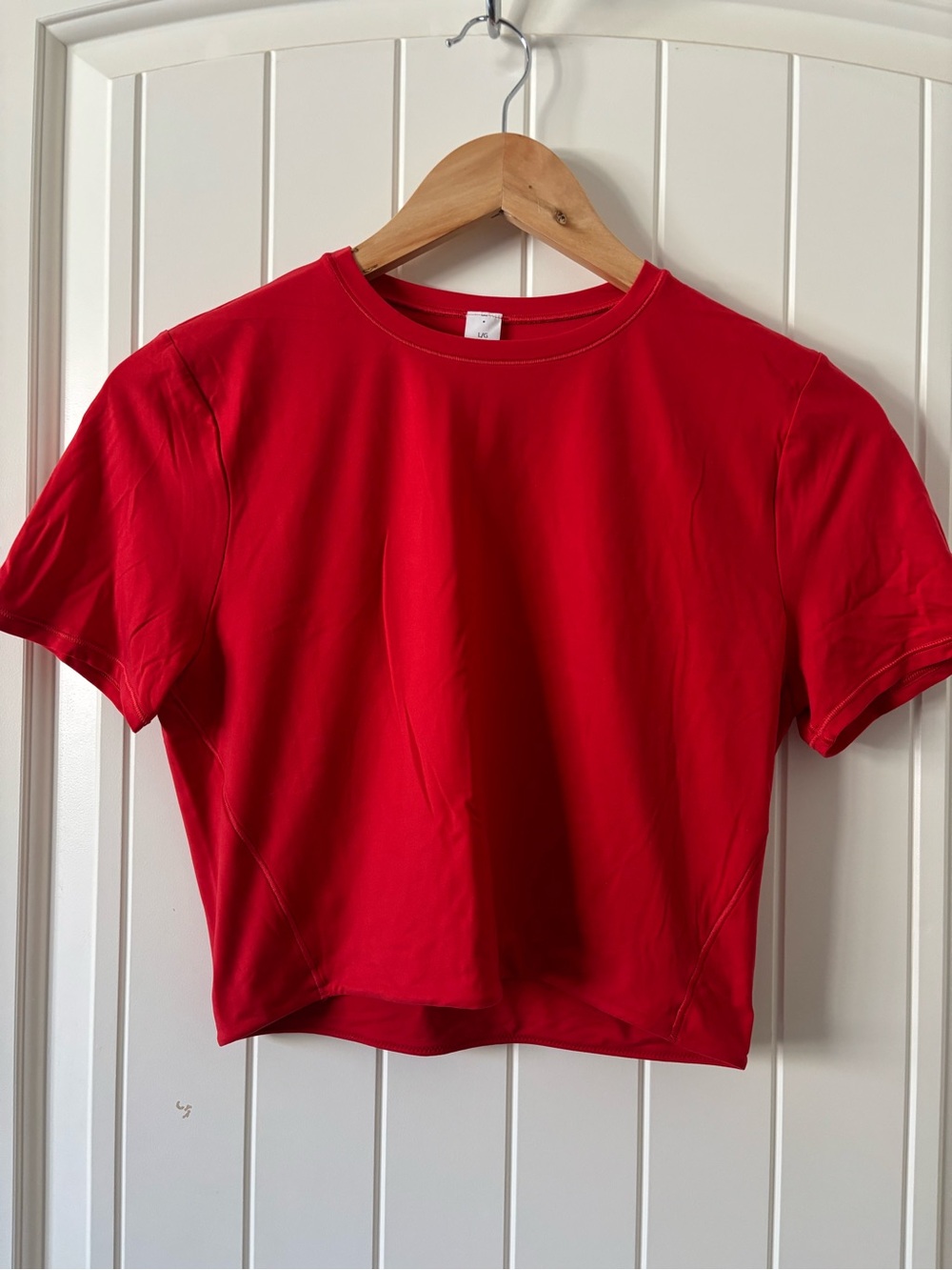 NWOT Lululemon WunderMost Cropped T-Shirt Red Size Large L/G